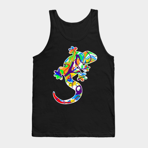 Colorful surreal psychedelic lizard king VIII Tank Top by simbamerch